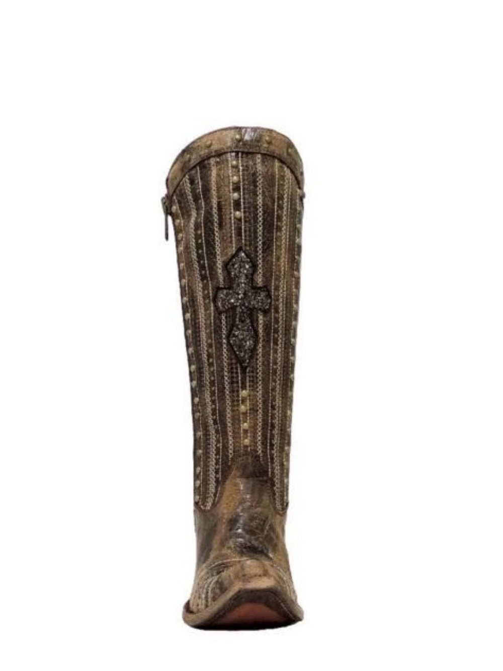 Corral Ladies Brown Crystal Cross and Stud Boot C2925